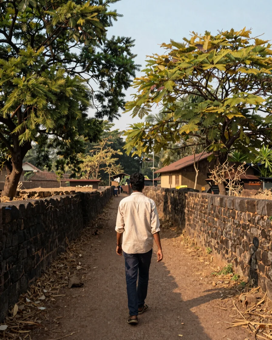 Editorial travel photograph of a traveller in ordinary contempora